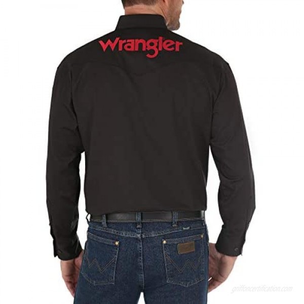 Wrangler Men's Long Sleeve Western Logo Button Shirt