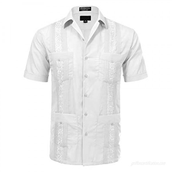 Allsense Men's Short Sleeve Cuban Guayabera Shirts