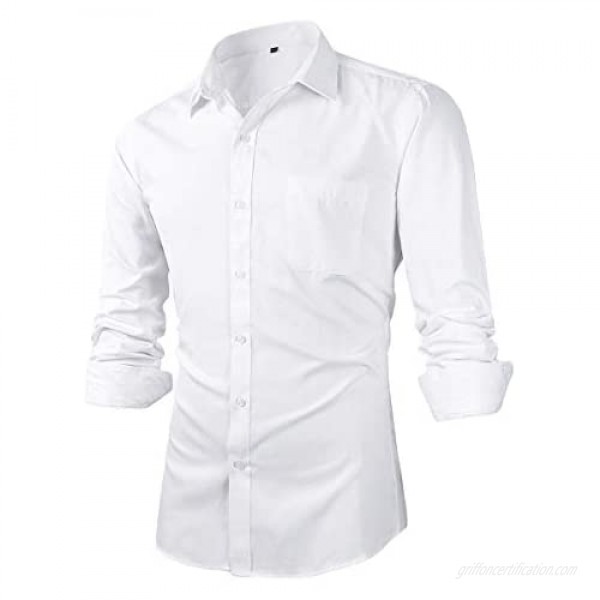 Beninos Mens Regular Fit Solid Point Collar Dress Shirt