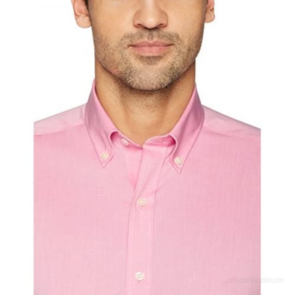 Brand - Buttoned Down Men's Tailored-Fit Button Collar Pinpoint Non-Iron Dress Shirt Pink 17 Neck 33 Sleeve