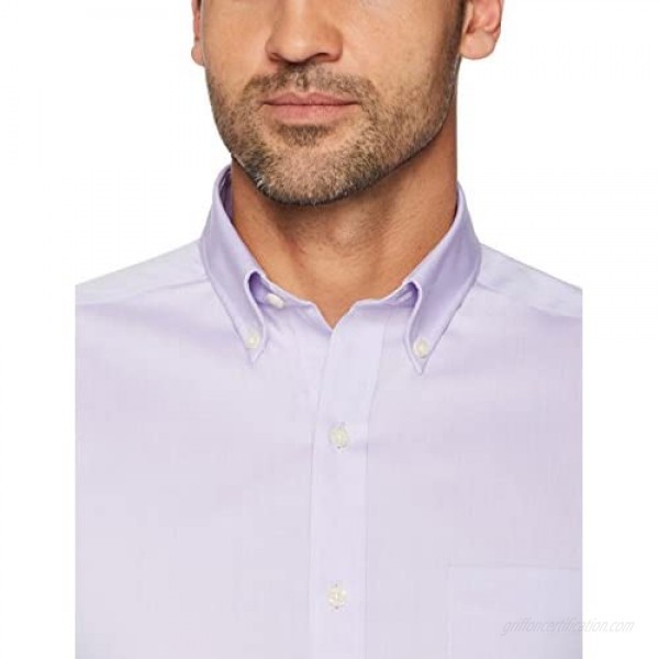 Brand - Buttoned Down Men's Tailored-Fit Button Collar Pinpoint Non-Iron Dress Shirt Purple 18 Neck 36 Sleeve (Big and Tall)