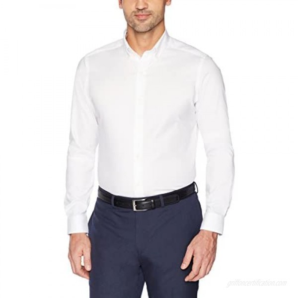 Brand - Buttoned Down Men's Tailored-Fit Button Collar Pinpoint Non-Iron Dress Shirt White 15.5 Neck 35 Sleeve