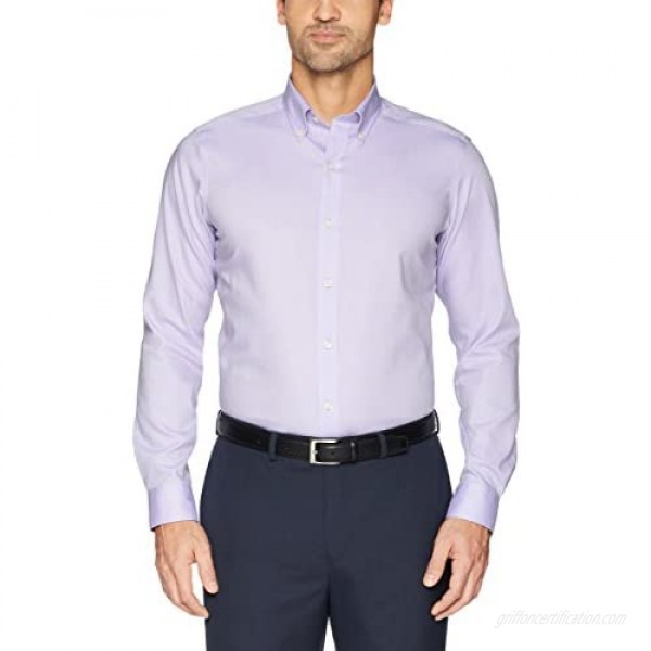 Brand - Buttoned Down Men's Tailored-Fit Button Collar Pinpoint Non-Iron Dress Shirt Purple 16.5 Neck 33 Sleeve