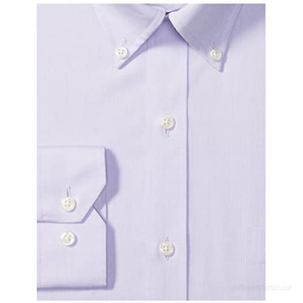 Brand - Buttoned Down Men's Tailored-Fit Button Collar Pinpoint Non-Iron Dress Shirt Purple 17.5 Neck 37 Sleeve
