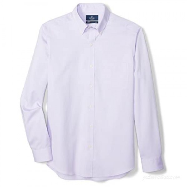 Brand - Buttoned Down Men's Tailored-Fit Button Collar Pinpoint Non-Iron Dress Shirt Purple 17.5 Neck 37 Sleeve