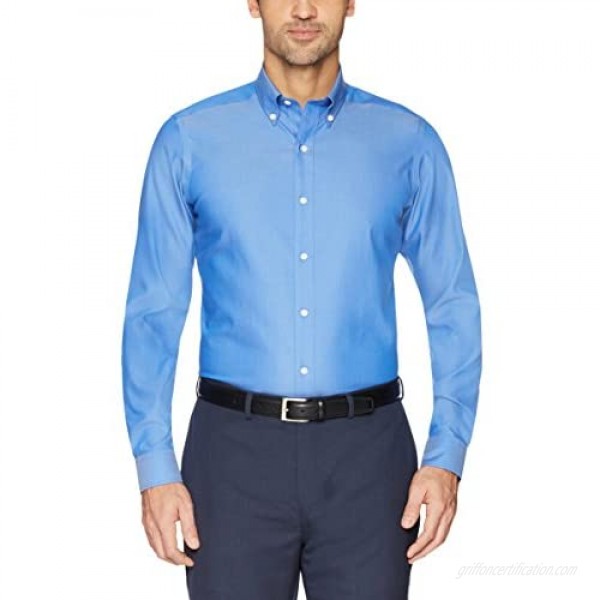 Brand - Buttoned Down Men's Tailored-Fit Button Collar Pinpoint Non-Iron Dress Shirt French Blue 17.5 Neck 33 Sleeve