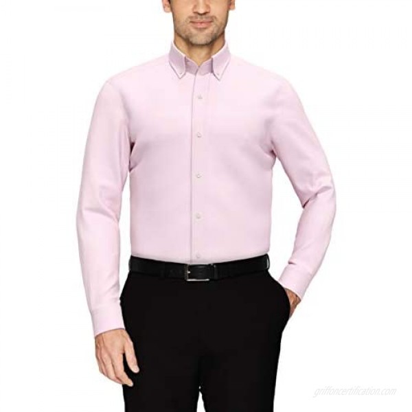 Brand - Buttoned Down Men's Tailored-Fit Button Collar Pinpoint Non-Iron Dress Shirt Light Pink 19.5 Neck 34 Sleeve