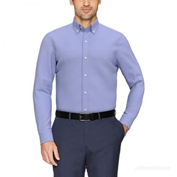 Brand - Buttoned Down Men's Tailored-Fit Button Collar Pinpoint Non-Iron Dress Shirt Blue 19.5 Neck 36 Sleeve (Big and Tall)