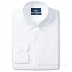 Brand - Buttoned Down Men's Tailored-Fit Button Collar Pinpoint Non-Iron Dress Shirt White 15.5 Neck 35 Sleeve