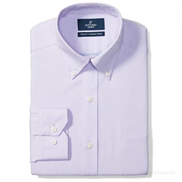 Brand - Buttoned Down Men's Tailored-Fit Button Collar Pinpoint Non-Iron Dress Shirt Purple 19.5 Neck 36 Sleeve (Big and Tall)