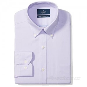  Brand - Buttoned Down Men's Tailored-Fit Button Collar Pinpoint Non-Iron Dress Shirt  Purple  17.5" Neck 37" Sleeve