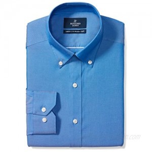  Brand - Buttoned Down Men's Tailored-Fit Button Collar Pinpoint Non-Iron Dress Shirt  French Blue  17.5" Neck 33" Sleeve