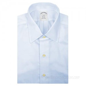 Brooks Brothers Mens 11512 Regent Fit Luxury Non Iron Cotton Dress Shirt Light Blue Textured