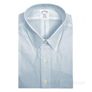 Brooks Brothers Mens Regent Fit Non Iron 100% Cotton Pocket Dress Shirt Chambray Light Blue