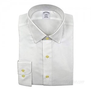 Brooks Brothers Men's Textured Regent Fit Non Iron Dress Shirt White