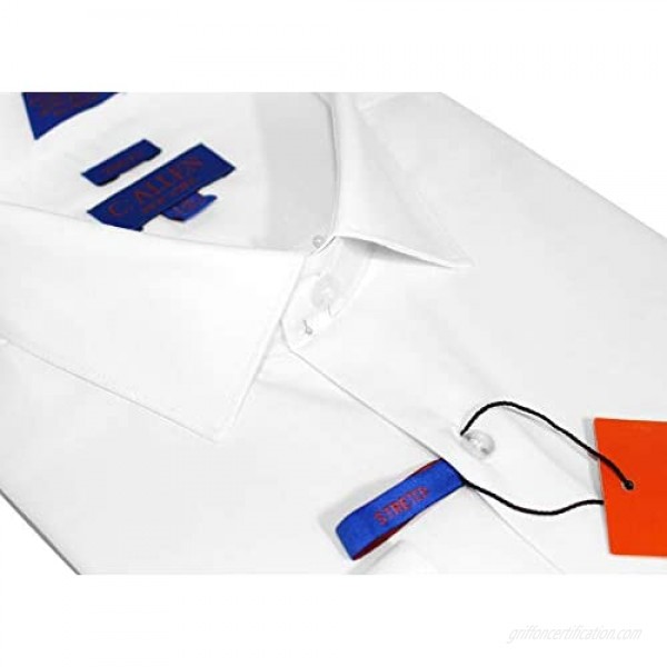 C. Allen Men's Slim Fit Dress Shirts Spandex Stretch Fabric Convertible Cuffs Long Sleeve