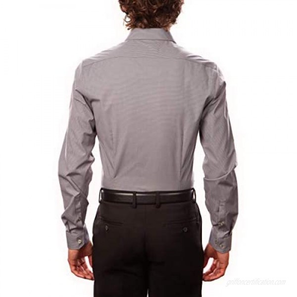 DKNY Men's Dress Shirt Slim Fit Stretch Check