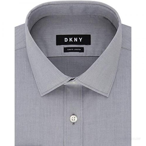 DKNY Mens Gray Solid Button Up Dress Shirt