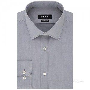 DKNY Mens Gray Solid Button Up Dress Shirt