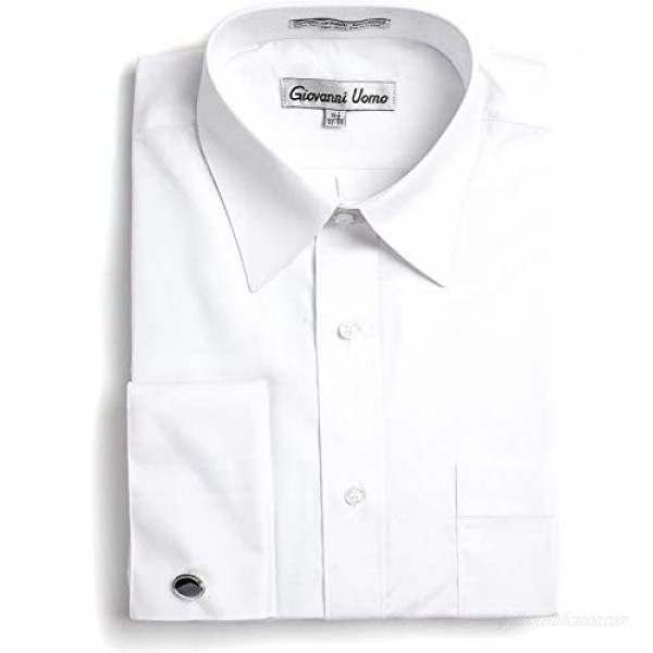 Gentlemens Collection Men's Regular & Slim Fit French Cuff Solid Dress Shirt - Colors (Cufflink Included)