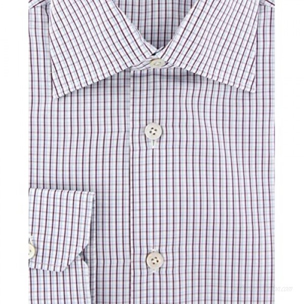Kiton Stripes Button Down Cutaway Collar Cotton Slim Fit Dress Shirt