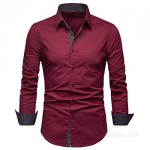 Manwan walk Mens Dress Shirts Regular Fit Button Down Long Sleeve Men Casual Shirt