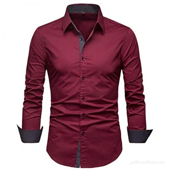 Manwan walk Mens Dress Shirts Regular Fit Button Down Long Sleeve Men Casual Shirt