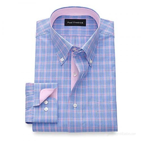 Paul Fredrick Men's Slim Fit Pure Cotton Plaid Dress Shirt