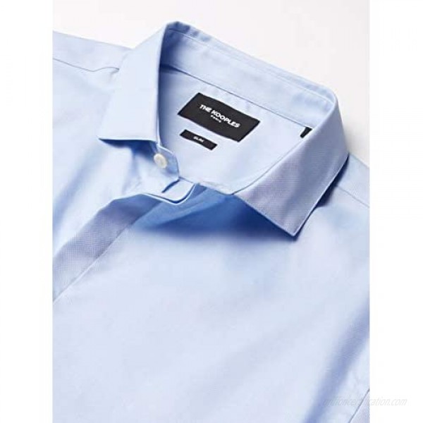 The Kooples Men's Long-Sleeved Button-Down Dress Shirt with a Pique Collar and Slim Fit