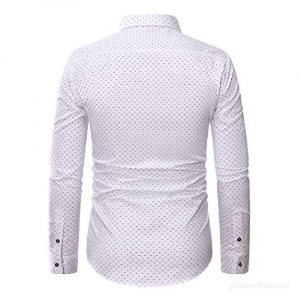 WULFUL Men's Casual Long Sleeve Dress Shirt Print Cotton Business Button Down Shirts Regular Fit