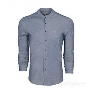 YoungLA Slim Fit Mandarin Collar Dress Shirt Casual Long Sleeve Button Up Athletic 430
