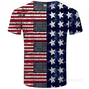 4th of July Short Sleeve T Shirts for Men American Flag Independence Day Retro Tops Polyester Summer Tee Shirt Blouse