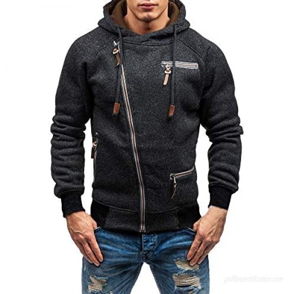 Cardigo Mens Autumn Long Sleeve Zipper Hooded Sweatshirt Outerwear Tops Blouse