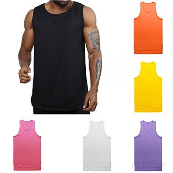 Gergeos Men Casual Tank T-Shirt Irregular Sport Muscle Fitness Workout Tank Top Sleeveless Shirt
