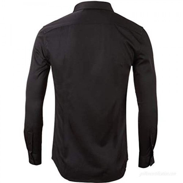 Gergeos Men's Button Down Shirts Casual Business Shirt Long Sleeve T-Shirt Slim Fit Dress Shirts