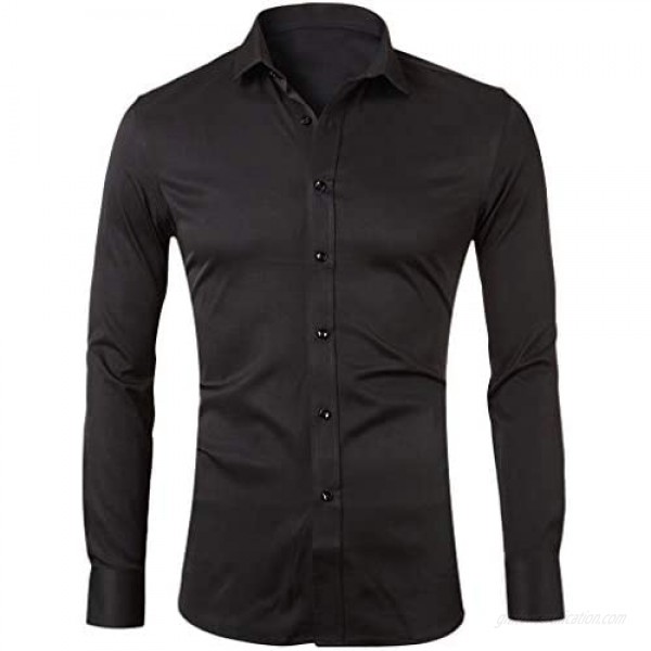 Gergeos Men's Button Down Shirts Casual Business Shirt Long Sleeve T-Shirt Slim Fit Dress Shirts