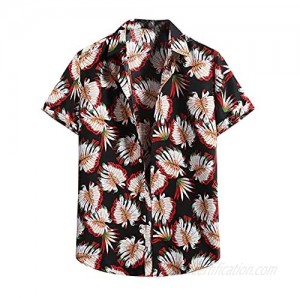 Hawaii Shirts for Men  Summer Casual Print Buttons Short Sleeves O-Neck Loose Soft Blouse Tops
