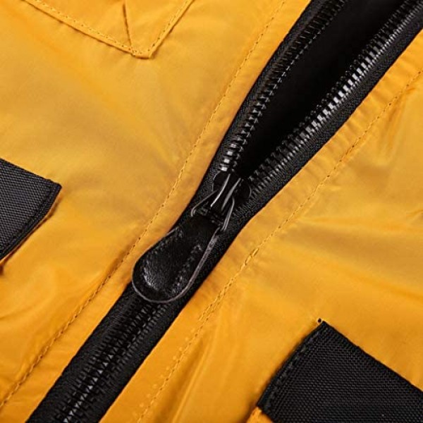 Men's Autumn Winter Stand Collar Jacket Coat Casual Pure Color Zipper Pockets Fleece Lined Thicken Breathable Outwear