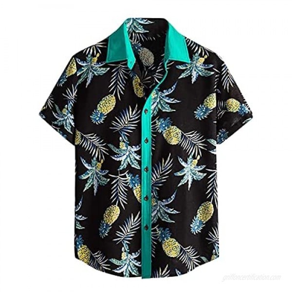 Men's Cotton Linen Shirts and Shorts Set Aloha Hawaiian Button Down Short Sleeve Shirt Suits