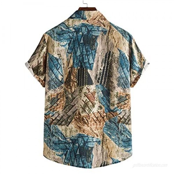 Mens Hawaiian Button Down Beach Aloha Shirts Tropical Short Sleeve Summer T Shirts