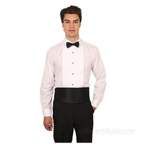 Men's White Laydown Collar 1/4 in. Pleat Tuxedo Shirt and Bow Tie Set