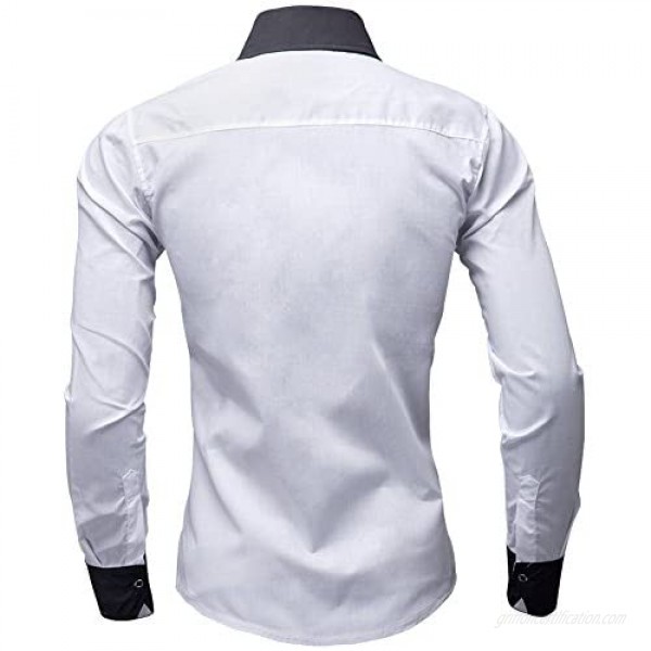MODOQO Men's Button Down Collar Shirts Slim Fit Long Sleeve Solid Blouse