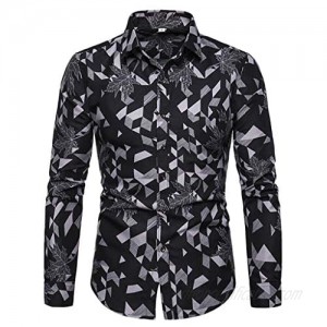 MODOQO Shirt for Men-Business Fashion Printed Typical Flexibility Nice Quality Long Sleeve Shirt