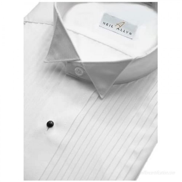 Neil Allyn Mens Tuxedo Shirt Poly/Cotton Wing Collar 1/4 Inch Pleat (15 - 38/39)