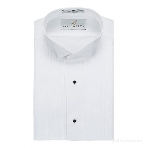 Neil Allyn Mens Tuxedo Shirt Poly/Cotton Wing Collar 1/4 Inch Pleat (15 - 38/39)