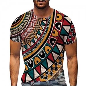 Novelty Graphic T-Shirts Regular-Fit Short Sleeve Color Block All Over Print Muscle Tee Shirts for Men