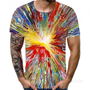 Tantisy Men Fashion Tops Holiday Comforty 3D Cool Printing Beach Large Yards T-Shirt Fit Outdoor Short Sleeve Blouses