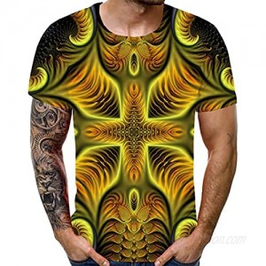 Tantisy Men T-Shirt Fashion Lightweight Casual Regular-Fit Blouses Popular 3D Cool Printing Round Neck Pullover Tops
