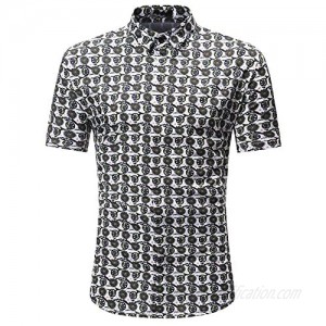 WEUIE Mens Beach Party Holiday T Shirts  Standard-Fit Flower Printed Casual Button Down Short Sleeve Hawaiian Shirt