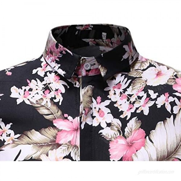 YOCheerful Men's Summer Tops Hawaiian Printed Short-Sleeved Shirts Button Up Blouses Tops